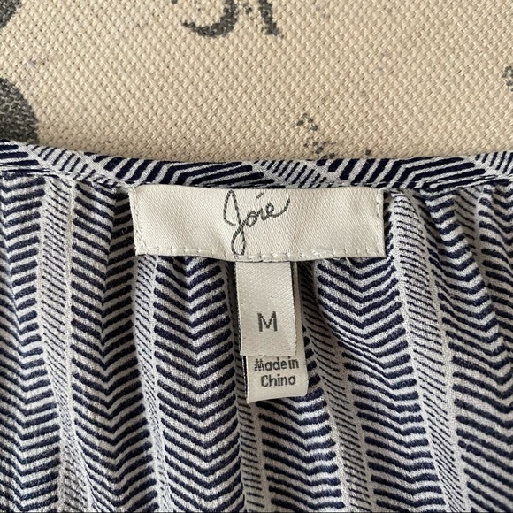 SOLD E Joie Navy White Print V-neck Long Sleeve Blouse - Picture 6 of 7